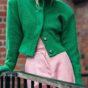 Urban Regular Fit Plain Cardigan, Cardigans, color:Green|size:XXL, Stylewe
