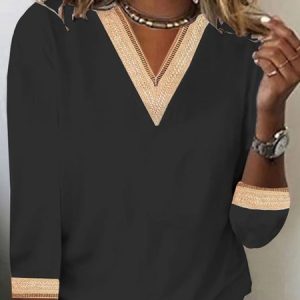 Lace Loose Casual T-Shirt, T-Shirts, color:Black|size:XXL, JustFashionNow