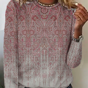 Printed Casual Long Sleeve T-Shirt, T-Shirts, color:Red|size:3XL, JustFashionNow