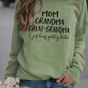 Casual Crew Neck Letter Pattern Sweatshirt, Hoodies & Sweatshirts, color:Green|size:XXL, Noracora
