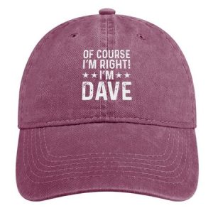Funny Word Of Course I'm Right I'm Dave Denim Baseball Cap, color:Red|size:One-size, Lilicloth.com