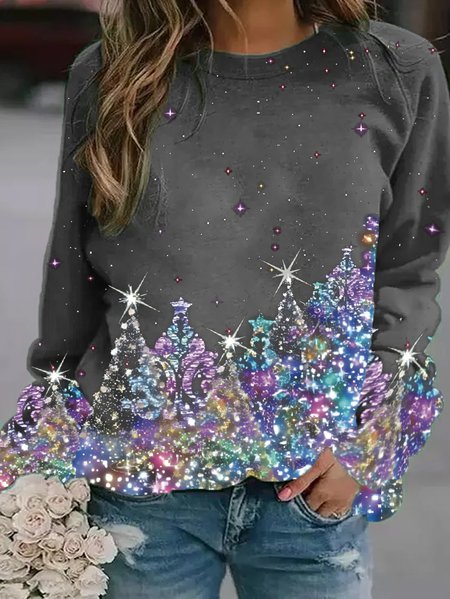 Christmas Holiday Regular Fit Crew Neck Casual Sweatshirt, JustFashionNow Sweatshirts & Hoodies, color:Gray|size:XXL,