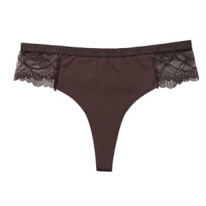 Casual Lace Plain Panty, Lingeries, color:Deep Brown|size:XL, Noracora