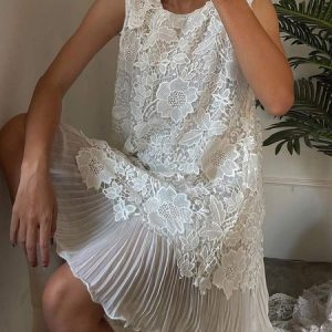 Loose Crew Neck Vacation Dress, Dresses, color:White|size:XXL, JustFashionNow