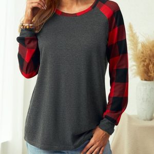 Crew Neck Casual Cotton-Blend Shirt, color:Gray|size:3XL, Lilicloth.com