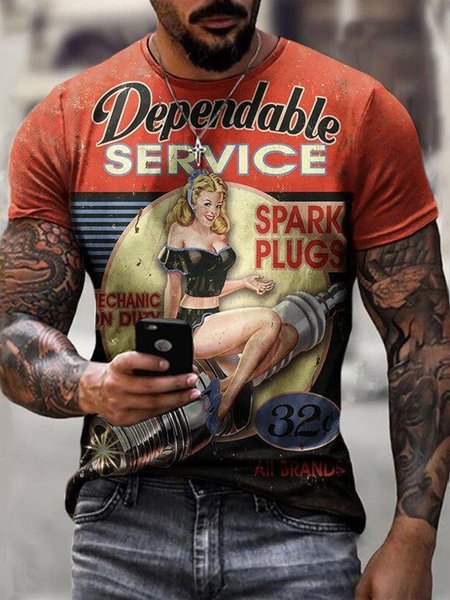 Casual Short Sleeve Regular Fit T-Shirt, T-Shirts, color:Apricot|size:3XL, JustFashionNow
