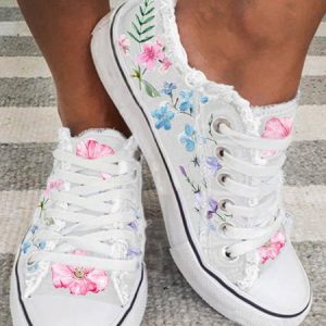 JFN Fashion Floral Ultralight Breathable Sports Canvas Shoes, Sneakers, color:White|size:US 11, JustFashionNow