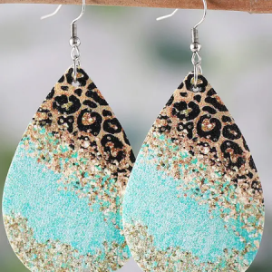 Gradient Glitter Leopard Leather Earrings Casual Holiday Music Festival Women's Jewelry, Earrings, color:As Picture|size:One-size, JustFashionNow