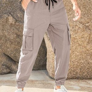 Casual Loose Cargo Pants, Pants, color:Khaki|size:3XL, JustFashionNow