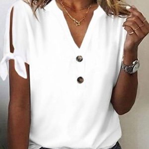 Casual Buttoned Loose Shirt, Shirts & Blouses, color:White|size:XXL, JustFashionNow