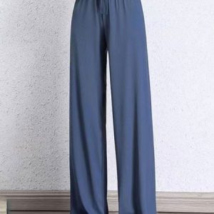 Casual Plain Long Drawstring Pant, Pants, color:Deep Blue|size:3XL, Noracora