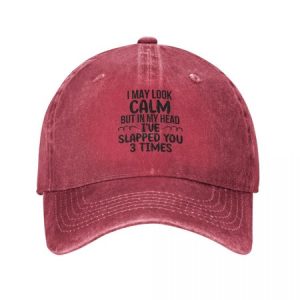 Funny I May Look Calm Adjustable Hat, color:Red|size:One-size, Lilicloth.com