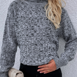 Women Yarn/Wool Yarn Plain Long Sleeve Comfy Casual Sweater, Sweaters, color:Gray|size:L, Noracora