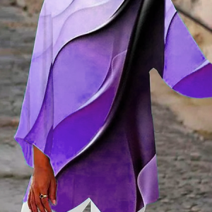 Abstract Printed Casual Tunic Shirt, Blouses, color:Purple|size:XXL, Noracora
