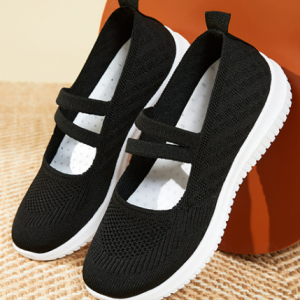 Casual Plain Slip On Flat Heel Fly Woven Shoes, Sneakers&Athletic, color:Black|size:41, Noracora