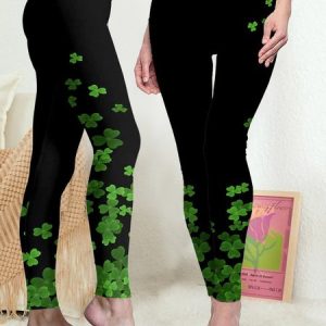 Shamrock Casual Leggings, Leggings, color:Black|size:XXL, JustFashionNow