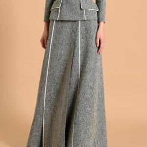 Regular Fit Plain Elegant Maxi Skirt, Skirts, color:Gray|size:XXL, Stylewe