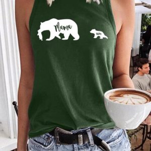 Mother's Day MamaBear Top Vest, color:Dark Green|size:3XL, Lilicloth.com