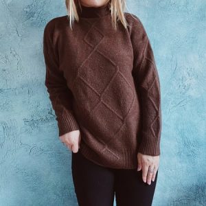 Women Plain Long Sleeve Comfy Casual Sweater, Sweaters, color:Coffee|size:XL, Noracora
