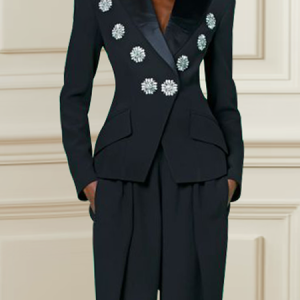 Regular Fit Lapel Collar Long Sleeve Urban Plain Blazer, Blazers, color:Black|size:XXL, Stylewe
