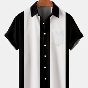 Colorblock Work Shirt Collar Shirt & Top, Shirts & Blouse, color:White|size:4XL, JustFashionNow