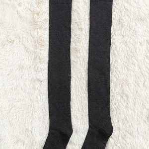 1pair Women Minimalist Comfy Over the Knee Socks, Socks, color:Deep Gray|size:One-size, JustFashionNow