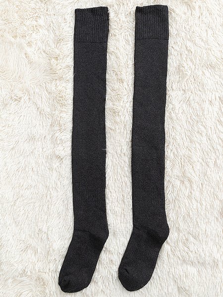 1pair Women Minimalist Comfy Over the Knee Socks, Socks, color:Deep Gray|size:One-size, JustFashionNow