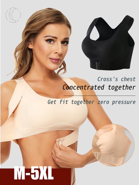 Breathable Comfortable Casual Front Button Seamless Bra, Bra & Bra Sets, color:Nude|size:5XL, JustFashionNow