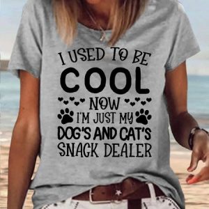 Women's Snack Dealer Dogs n Cats Letters Casual T-Shirt, T-shirts, Lilicloth.com