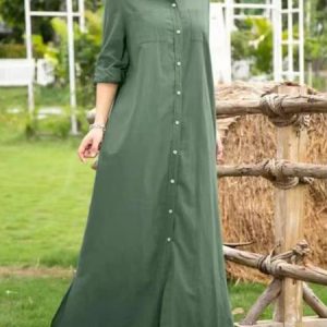 Loose Casual Plain Dress With No, Dresses, color:darkgreen|size:5XL, JustFashionNow