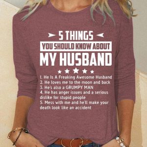 Five Things About My Husband Top, color:Red|size:3XL, Lilicloth.com