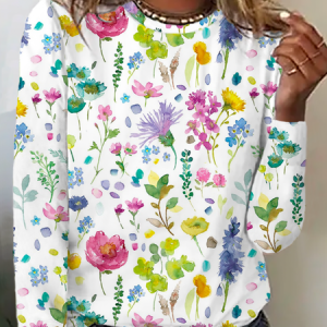 Floral Casual T-Shirt, color:White|size:XXL, Lilicloth.com
