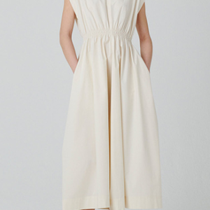 Women Plain V Neck Sleeveless Comfy Casual Maxi Dress, Short, color:Off White|size:L, Noracora