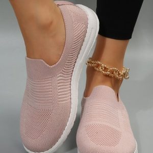 Plain Flyknit Sneakers, Sneakers, color:Pink|size:43, JustFashionNow