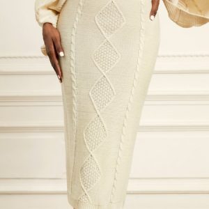 Stylewe Plain Elegant Tight Skirt, Skirts, color:Beige|size:XXL, Stylewe