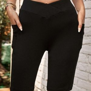 Women's Summer High Elastic Comfort Shorts, Leggings, color:Black|size:XXL, JustFashionNow