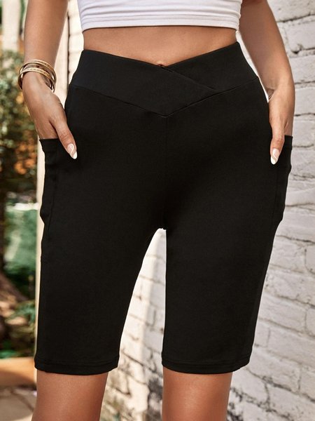 Women's Summer High Elastic Comfort Shorts, Leggings, color:Black|size:XXL, JustFashionNow