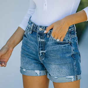 Women's Casual Denim Shorts, color:Blue|size:XXL, Lilicloth.com