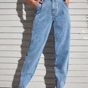 Plain Casual Regular Fit Denim Jeans, Jeans, color:Blue|size:XXL, Stylewe
