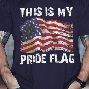 Men's Funny This Is My Pride Flag Graphic Printing Crew Neck Casual Text Letters Loose T-Shirt, color:Purplish blue|size:3XL, Lilicloth.com