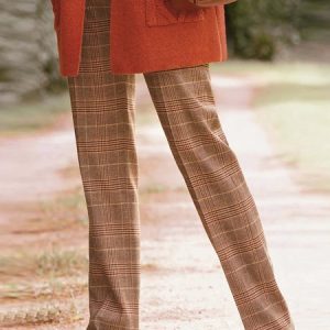 Plaid Boho Casual Pants, Pants, color:Multicolor|size:XXL, JustFashionNow