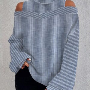 Casual Striped Loose Halter Sweatshirt, Sweatshirts & Hoodies, color:Stripe|size:XXL, JustFashionNow