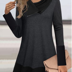 Casual Plain Crew Neck Loose Top, Tops, color:Deep Gray|size:XXL, JustFashionNow