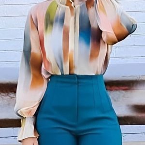 Regular Fit Abstract Urban Stand Collar Shirt, Blouses and Shirts, color:As Picture|size:XXL, Stylewe
