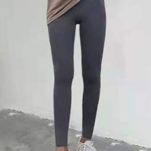 Casual Plain Natural Long Legging, Leggings, color:Gray|size:XXL, Noracora