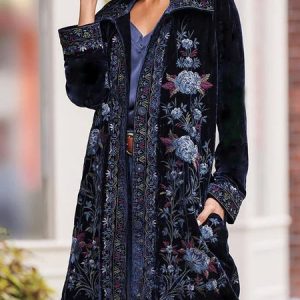 Long Sleeve Cardigan, Outerwear, color:Dark Blue|size:XXL, Noracora