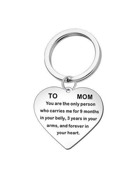 Mother's Day Text Letters Metal Buckle Keychain, color:Silver, Lilicloth.com