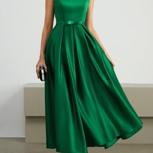 V Neck Elegant Wedding Guest Dress, Maxi Dresses, color:Green|size:XL, Stylewe