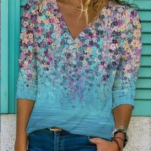Cotton-Blend Striped Long Sleeve Vintage Tops, T-Shirts, color:As Picture|size:XXL, JustFashionNow