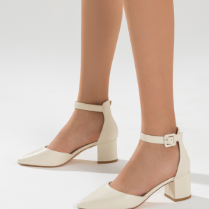 Apricot Urban Women's Chunky Heel Pointed Toe Pumps, Heels, color:Apricot|size:41, Stylewe